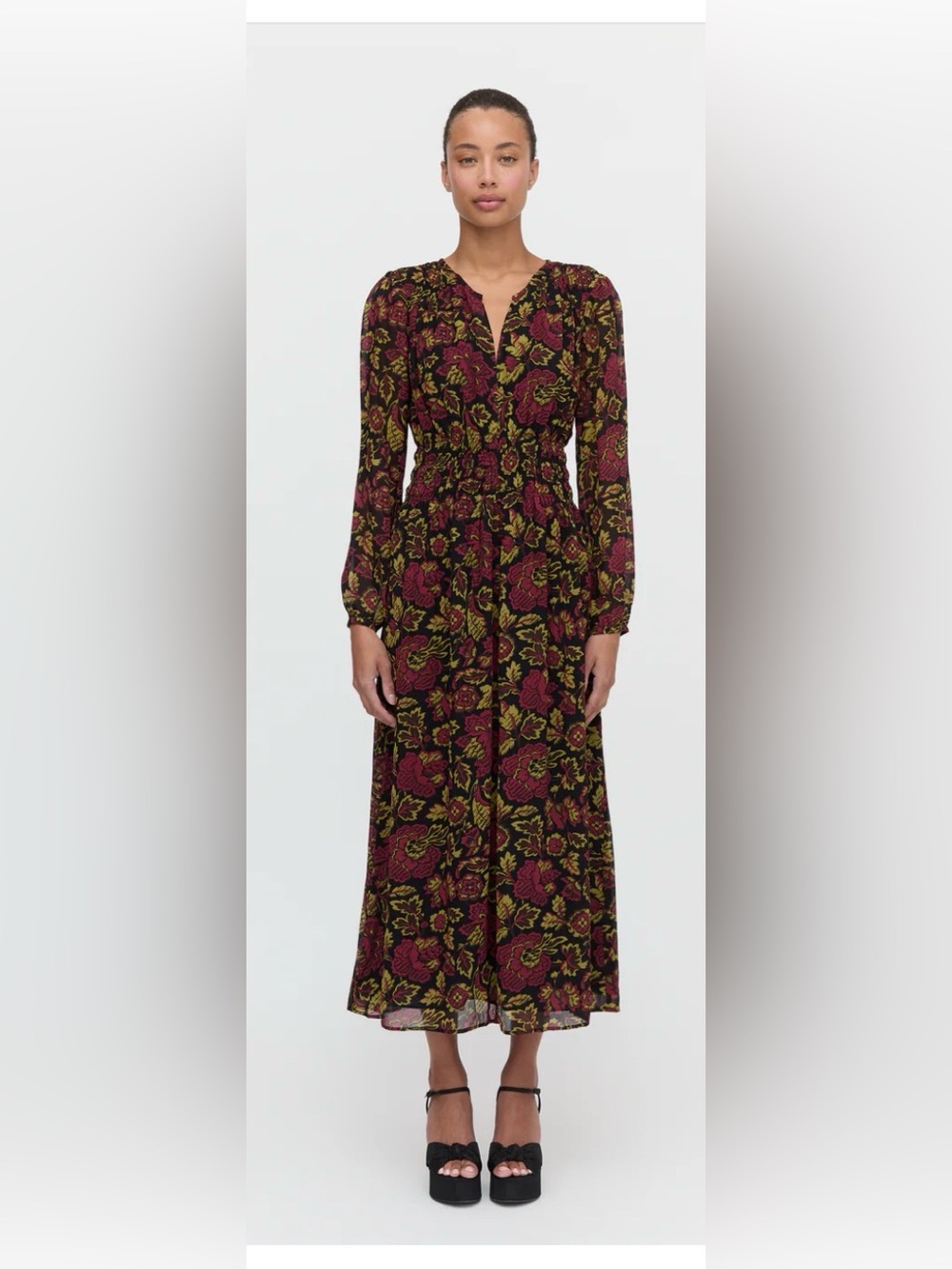 Hill House Home The Rosely Dress Black Palampore Floral XXL $268